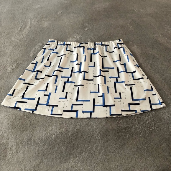 TENNIS SKIRT BY LILLYS (S) WHITE & BLUE ABSTRACT - Picture 2 of 7